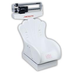 The Detecto Tot Weigher mechanical pediatric scale is a die cast, dual reading beam with a soft, foam padded, inclined chair seat (slips on and off platform). Heavy duty rust resestant understructure with nonskid pads. This pediatric scales have a heavy steel base and precision lever system.  - Detecto scales are made in the USA