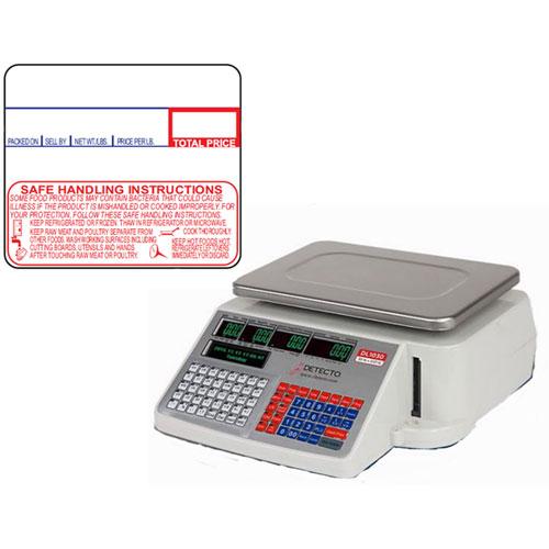 Detecto DL1030 NTEP Price Scale, 30 lb x 0.01 lb w/ 12 rolls Safe Handling 6600-3003 UPC Labels