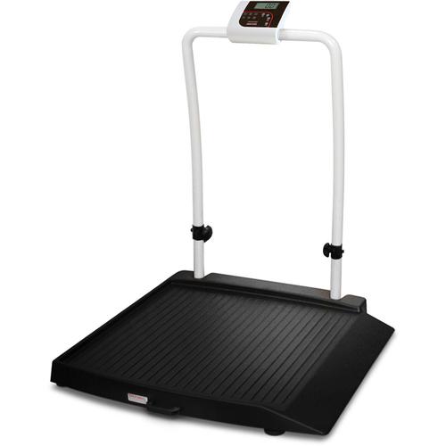 Rice Lake 350-10-2BLE Single Ramp Handrail Wheelchair Scale with BlueTooth - 1000 lb x 0.2 lb