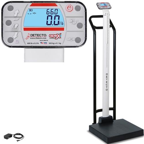 Detecto APEXH-AC Physician Scale With Handrail Mechanical Height Rod and AC adapter Legal For Trade 600 x 0.1 lb