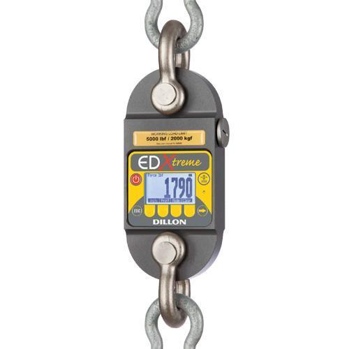 Dillon AWT05-101154 EDXtreme RED Dynamometer USB with two shackles & backlight 5000 x 1 lbs